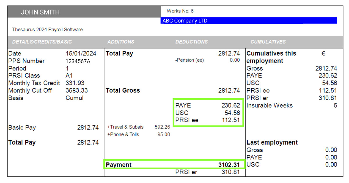 Deducations details highlighted